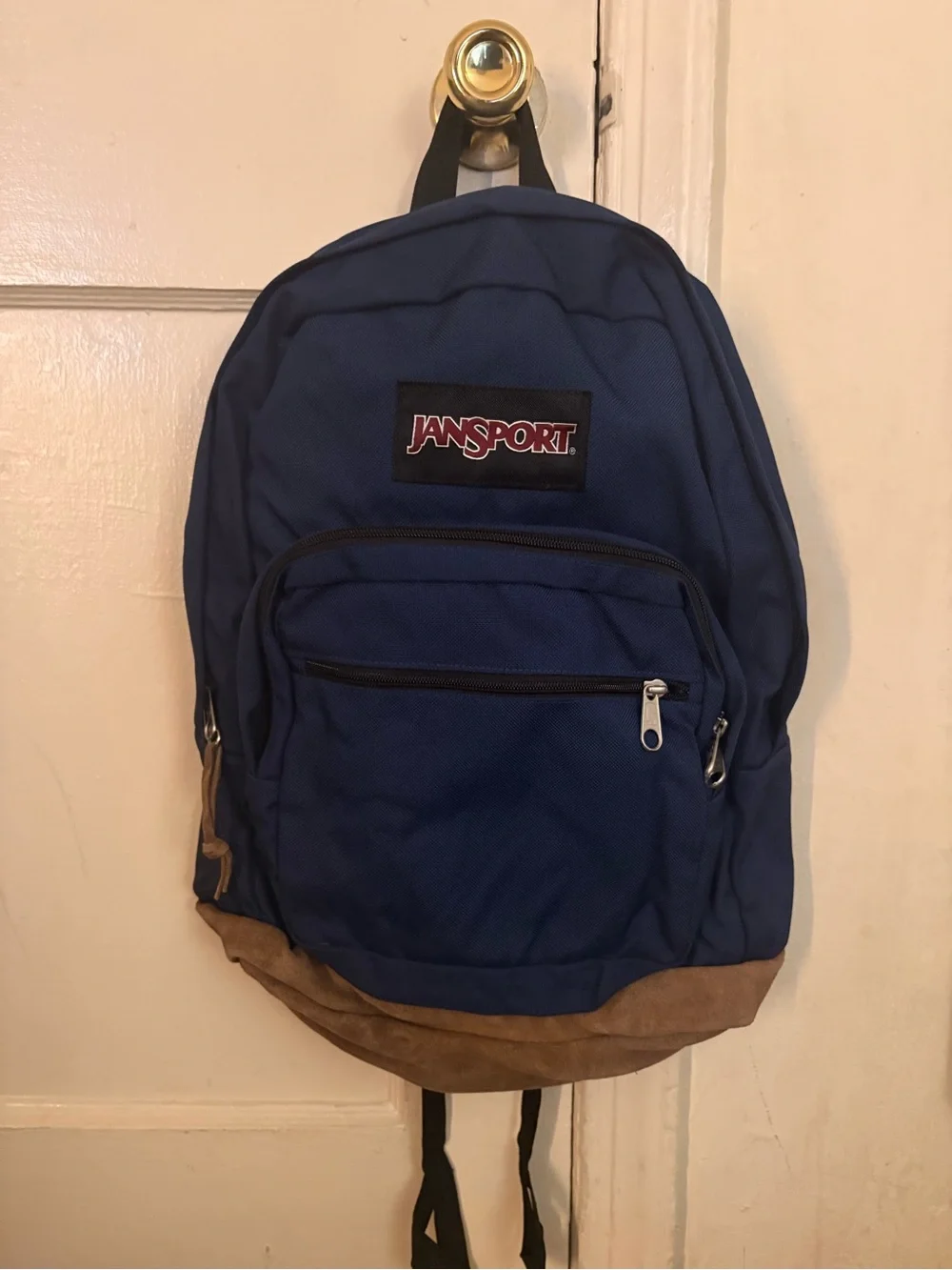 Jansport Deep Blue Backpack with Suede Tan Base